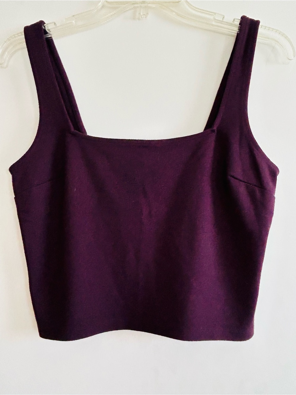 Express Square-Neck Crop Tank Top in Plum